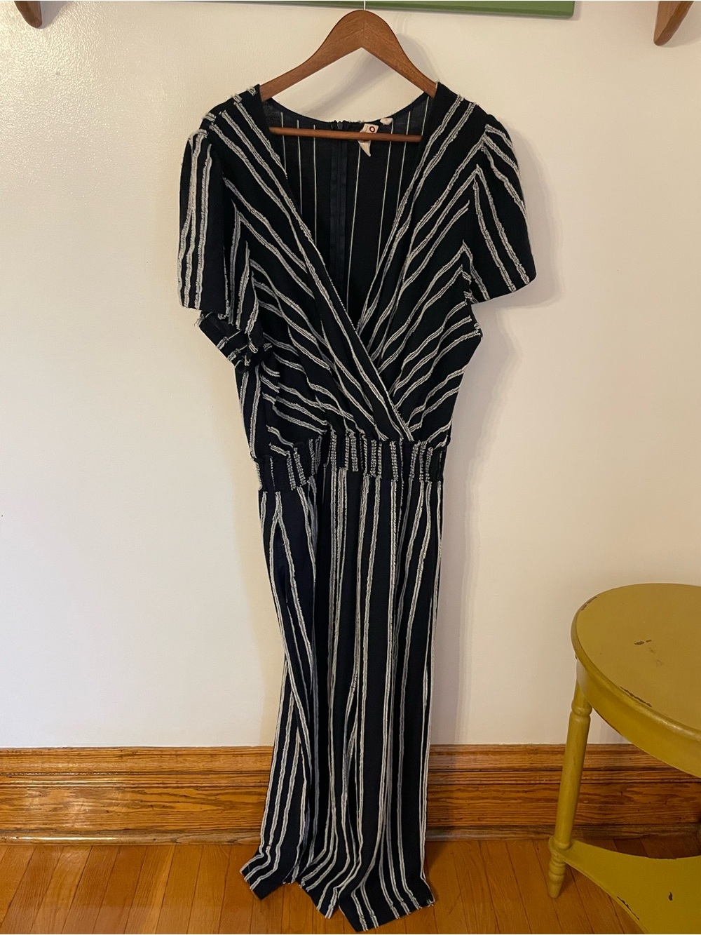 Navy blue and White Striped Wrap Jumpsuit